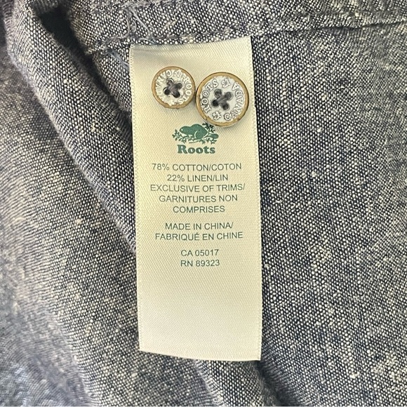 ROOTS chambray cotton/linen Button Up tunic dress - Picture 11 of 11